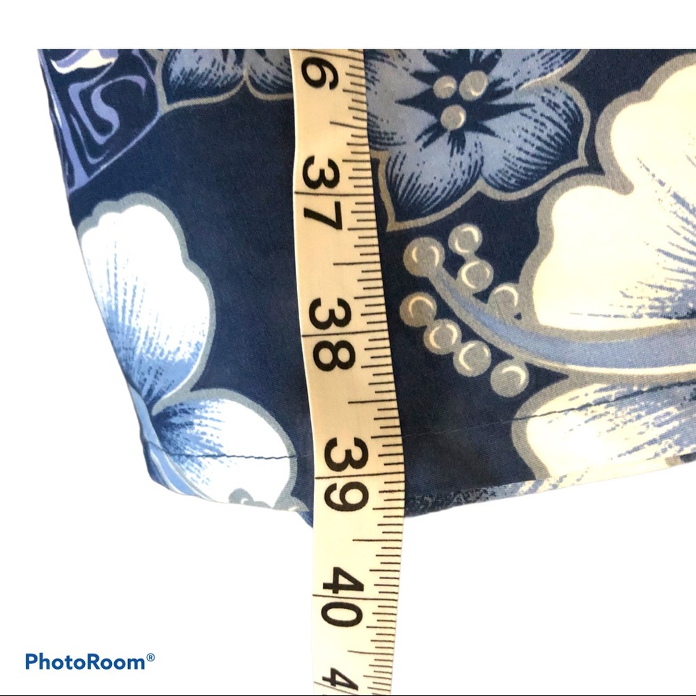 Vintage‎ Hawaiian Hibiscus Slip Dress Blue White Tropical Sundress Resort Wear L - Picture 11 of 12